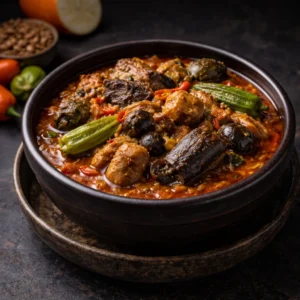 Sauce N'to Sauce composée de plusieurs ingrédients typiques ivoiriens.